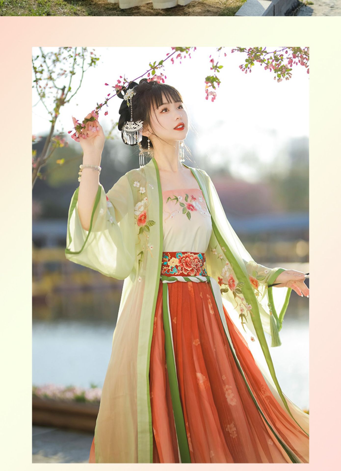 New styles of Chinese-style Song-style hanfu for women in spring and summer, with a long waist and 褙子 super ethereal student costume for daily use pic 18