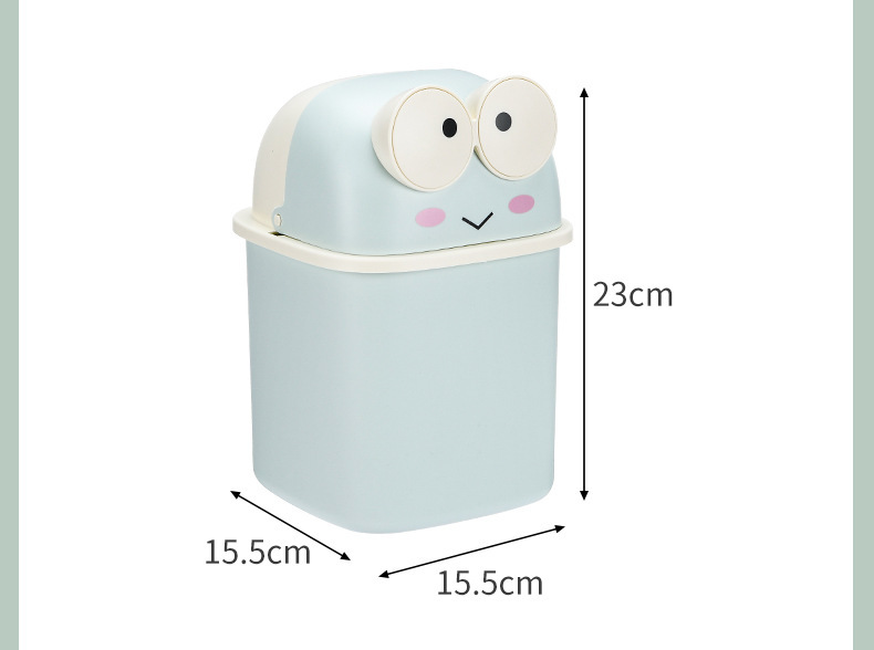 可爱迷你青蛙桌面翻盖垃圾桶可DIY儿童学生办公室杂物整理收纳盒详情6