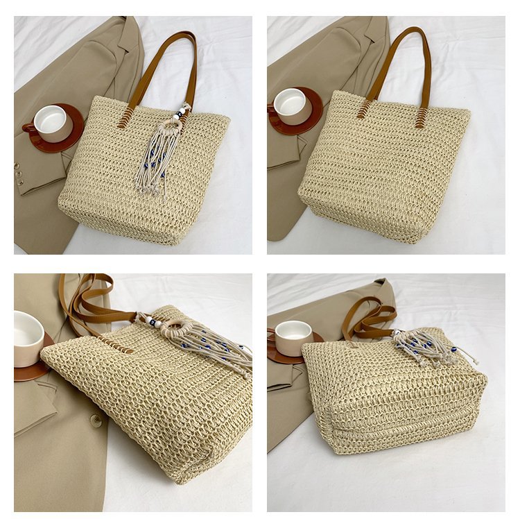 2024时尚新款沙滩草编大容量包包女单肩包百搭洋气编织旅行托特包详情11