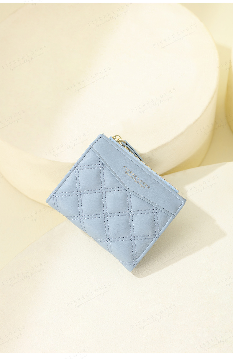 A fashionable new diamond-patterned student high-end wallet with a Korean InS-style short zipper and large capacity for women pic 16