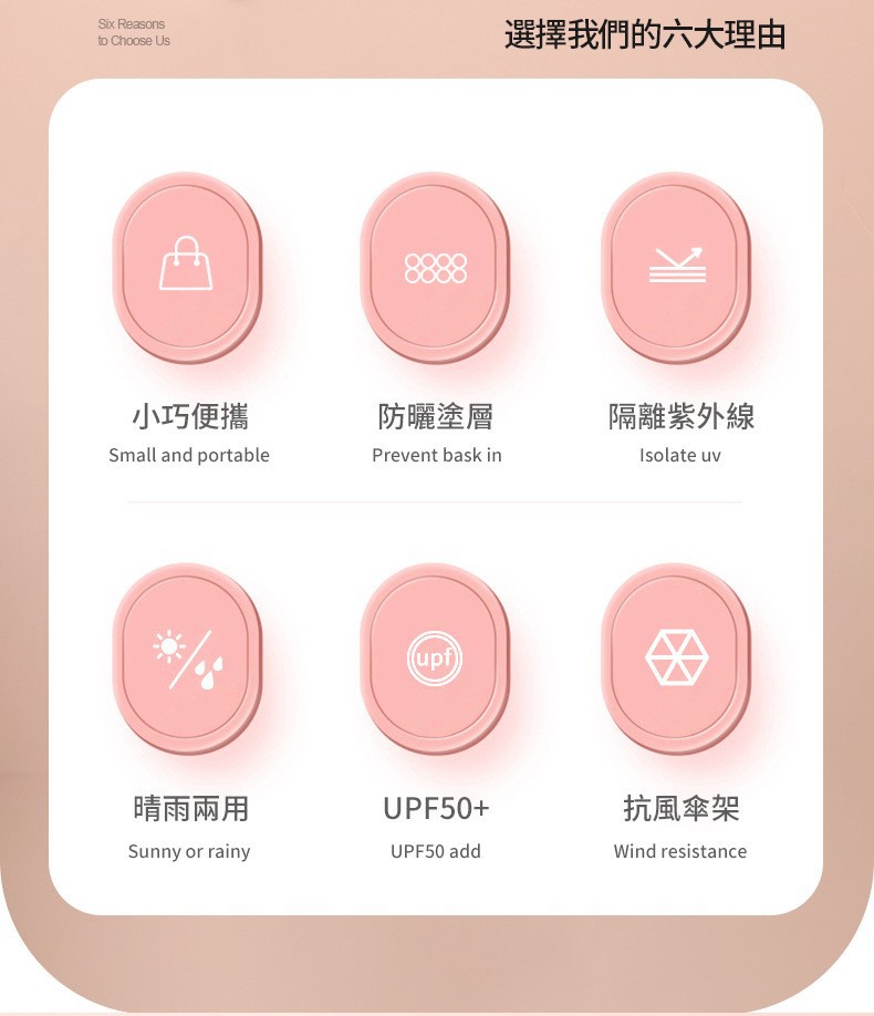 台湾贝诗伞五折超轻短15cm遮阳防晒晴雨伞UPF50+小巧便携折叠迷你详情2