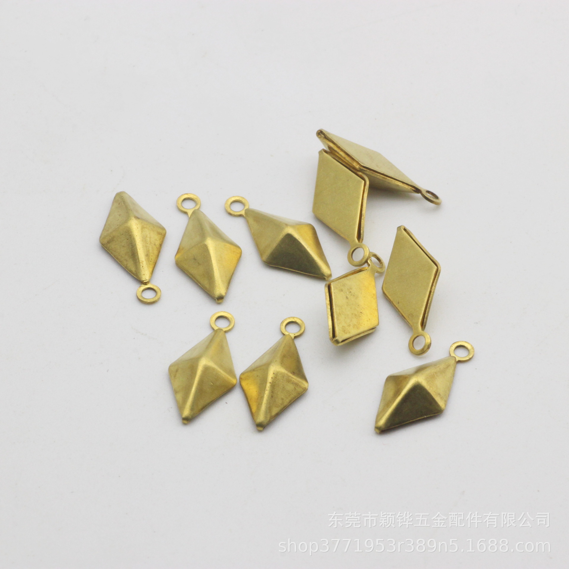 空心潮人耳饰黄铜菱形耳环耳钉配件diy手作材料菱形吊片挂件批发详情3