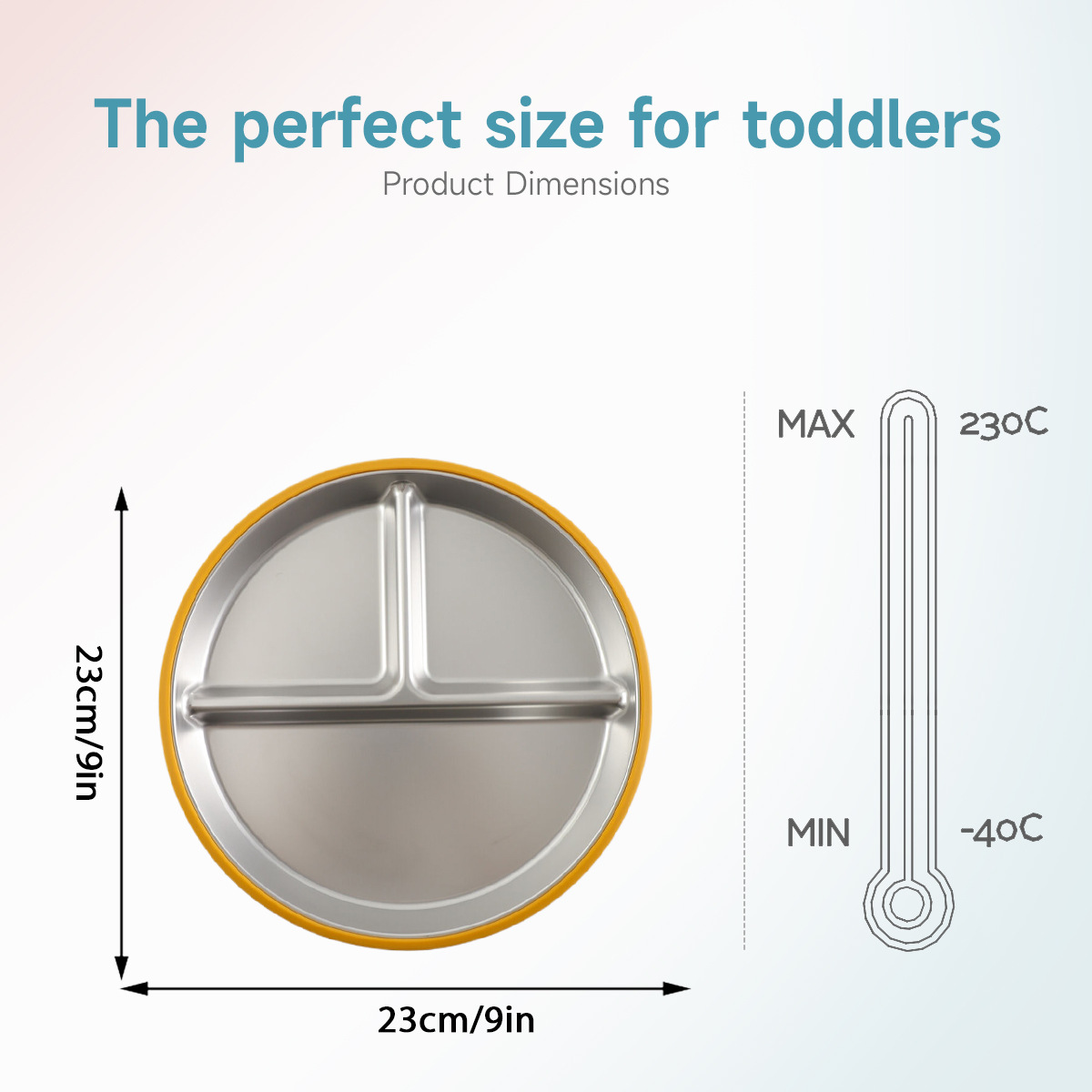亚马逊儿童餐盘食品级304不锈钢盘幼儿吸盘式硅胶防摔宝宝分格盘详情7