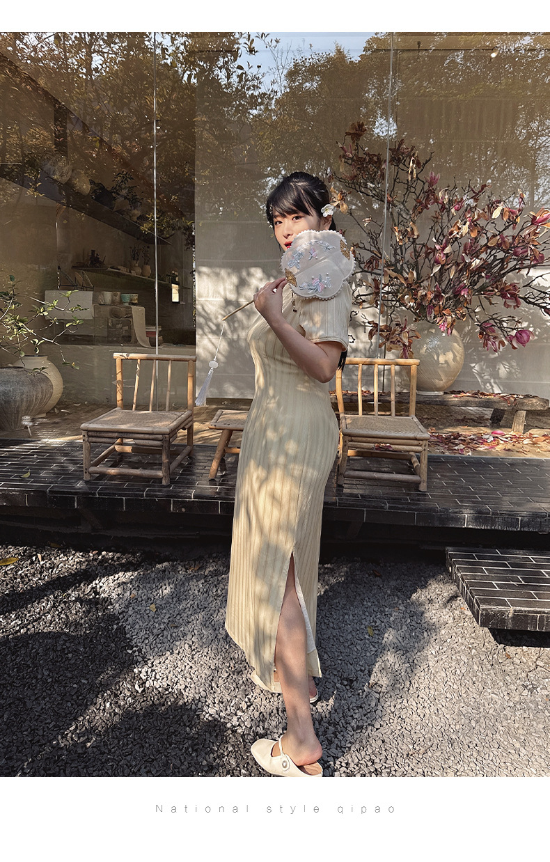 56146 French Summer Cheongsam 2025 New Style, everyday style, striped retro retro young cheongsam from the Republic of China era, large size pic 15