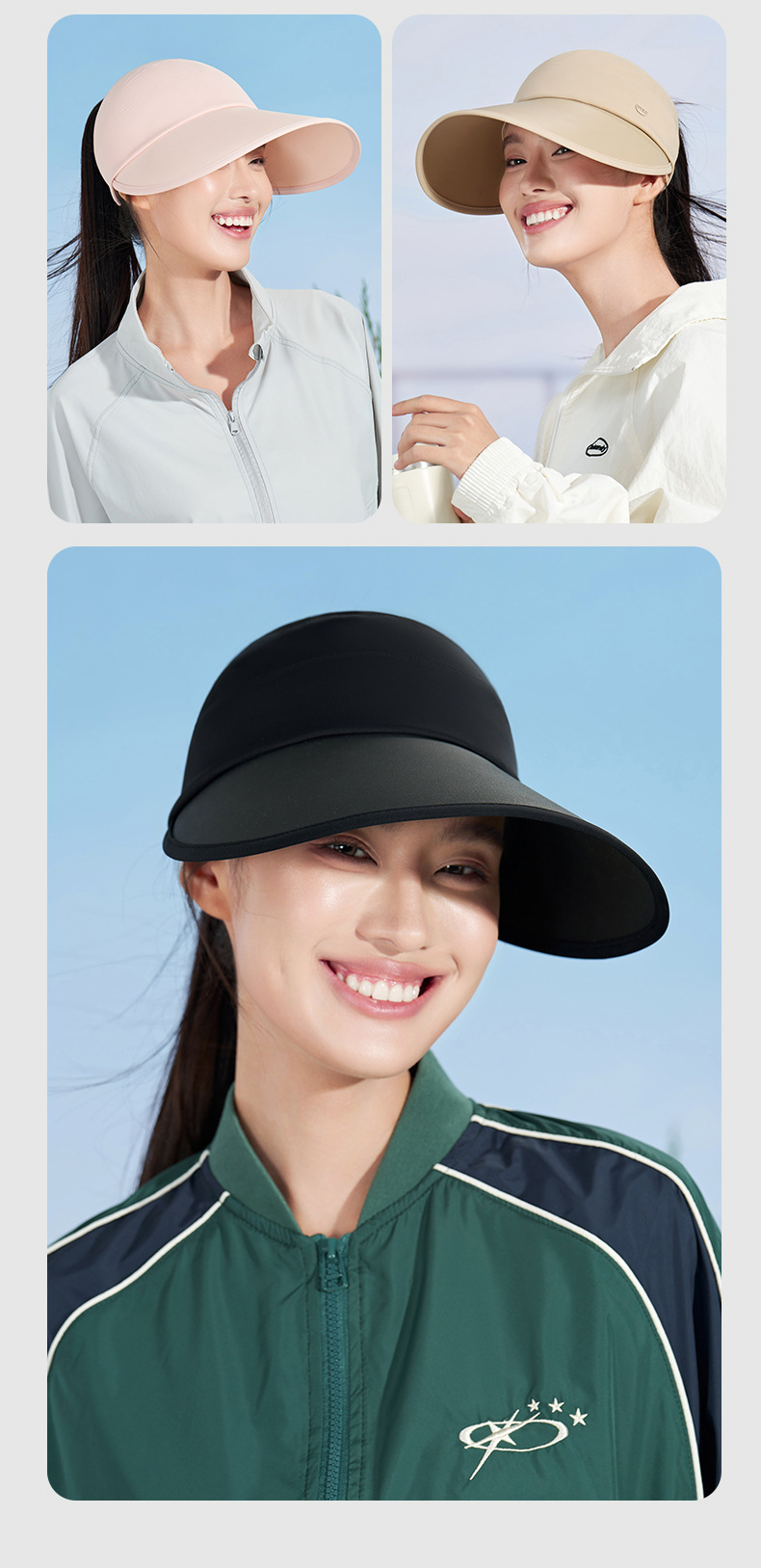 UVGO大帽檐防晒女帽防紫外线遮阳帽户外骑行遮脸太阳帽束马尾帽子详情3