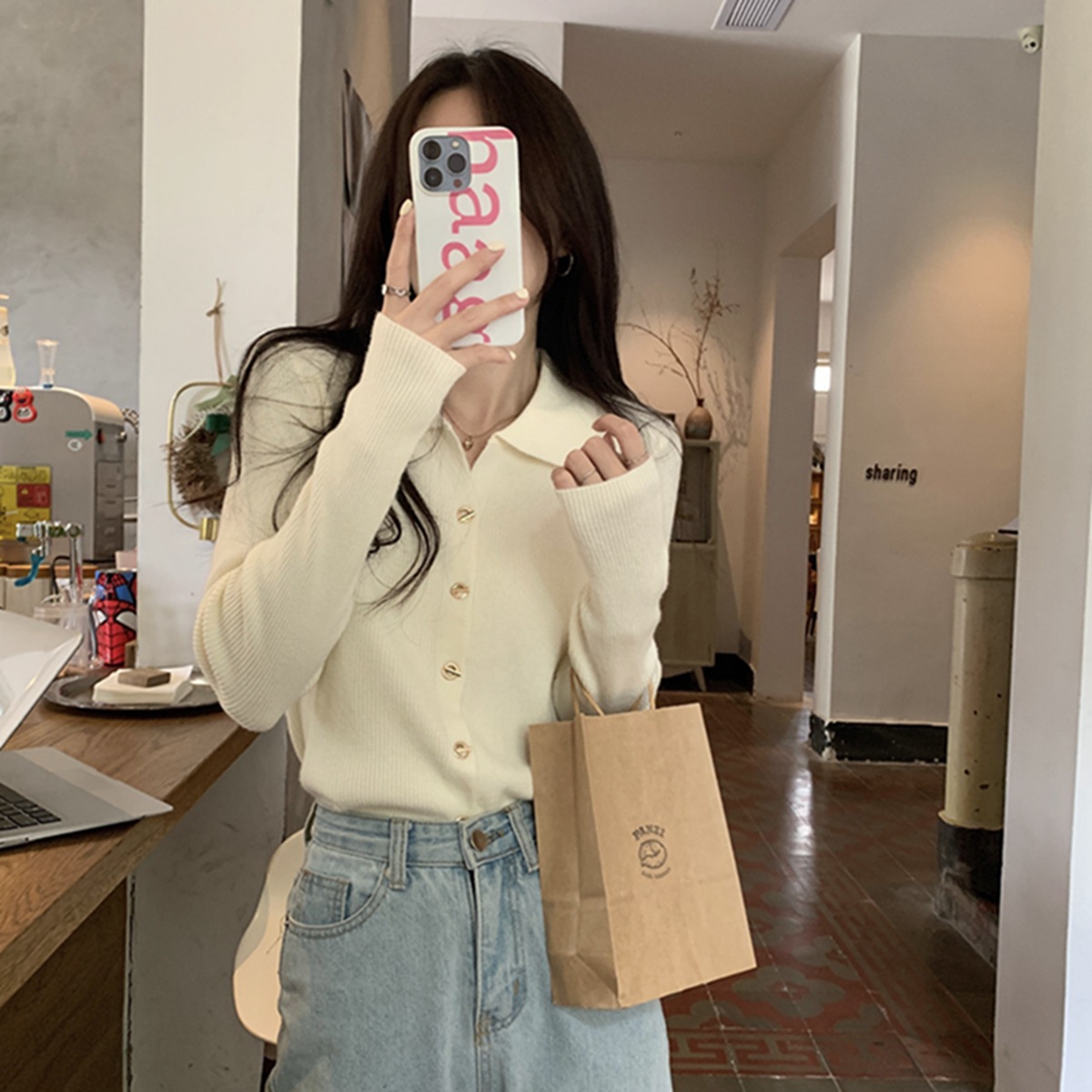 polo领内搭打底针织衫毛衣女秋冬2023新款早秋设计感别致独特上衣详情20