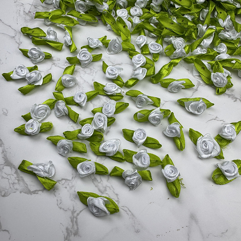 玫瑰花现货绿叶玫瑰手工花朵发饰辅料辅料公仔配饰饰品配件缎带加详情4