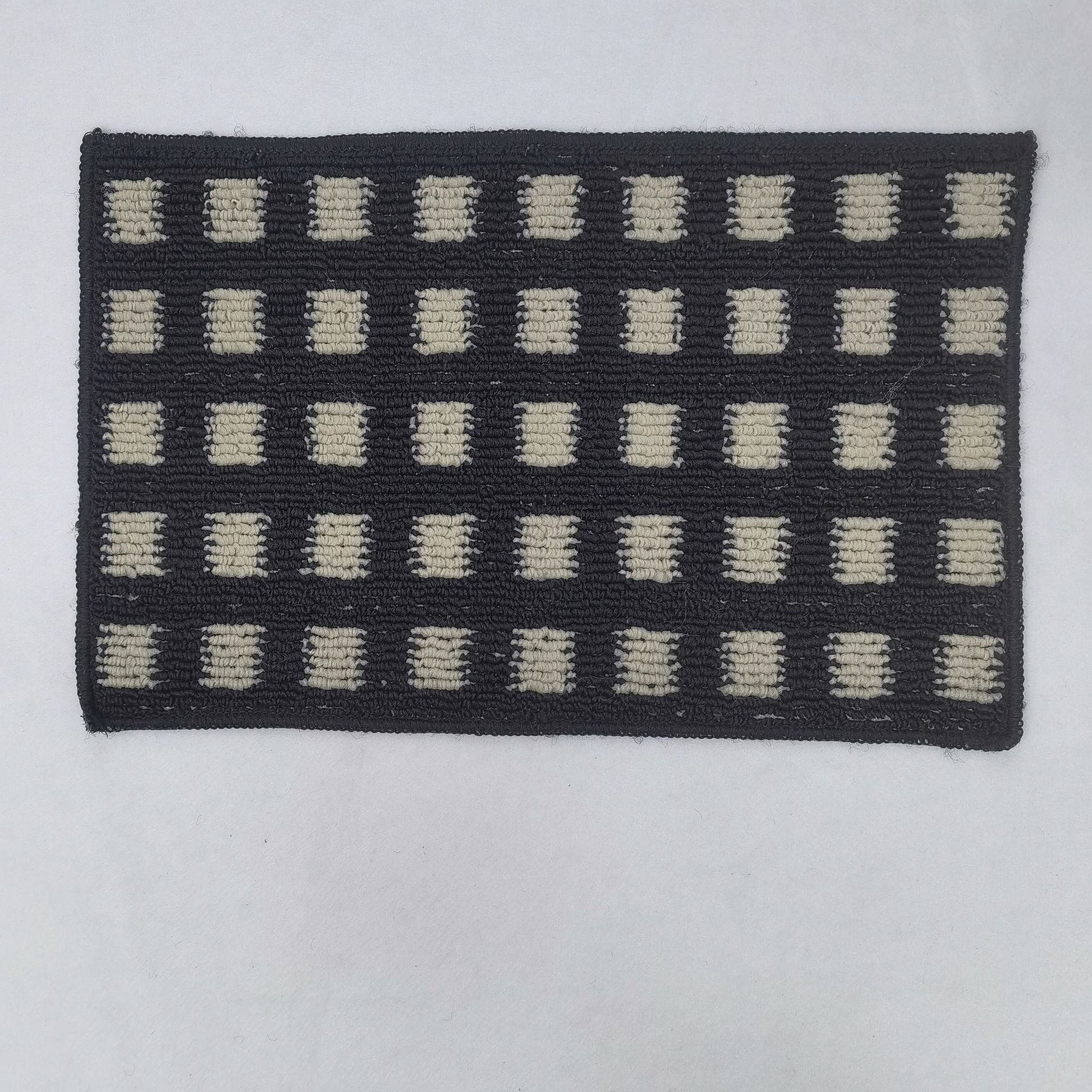 圈绒丙纶格调提花方格白色TPR底室内厨房客厅卫生间防滑地垫脚垫详情9