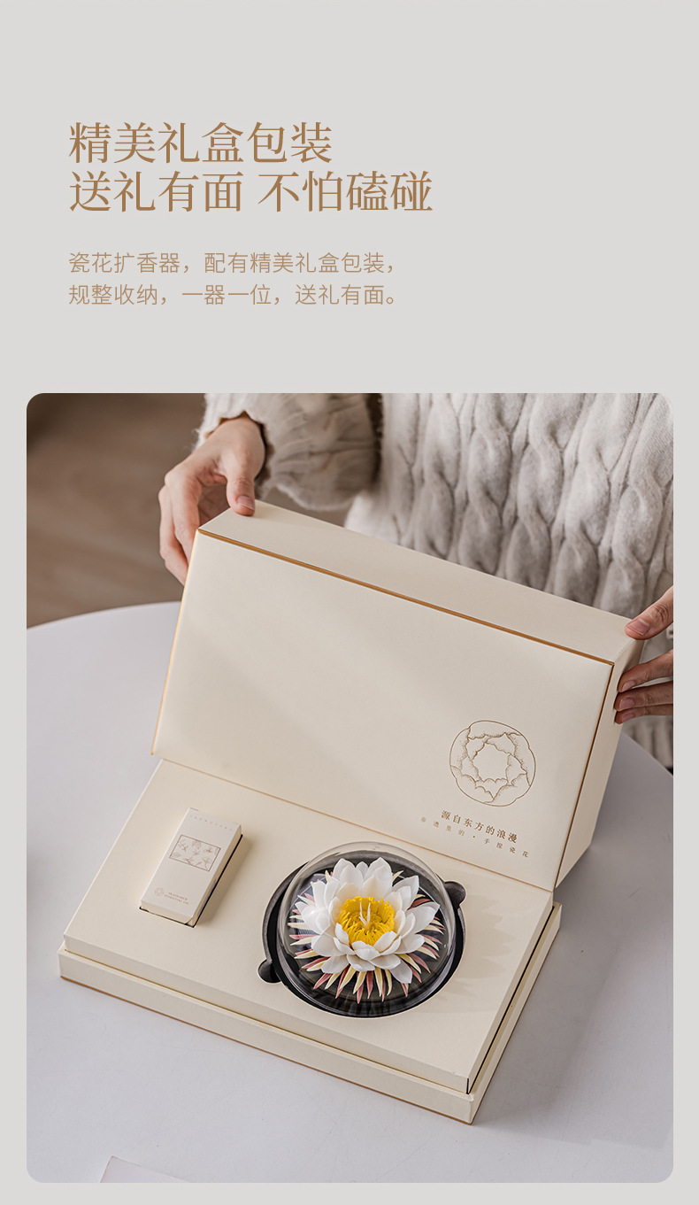 手工牡丹花礼物跨境工艺品车载香薰摆件高级感小众陶瓷花伴手礼品详情19
