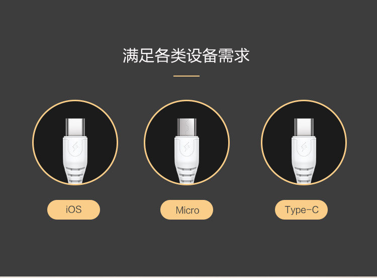 批发3A快充数据线适用于苹果iPhone华为TYPE-C安卓V8全兼容充电线详情5