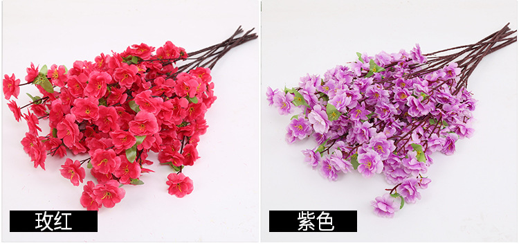 仿真桃花枝假梅花樱花枝客厅装饰绢花塑料花工程造景干花植物详情8