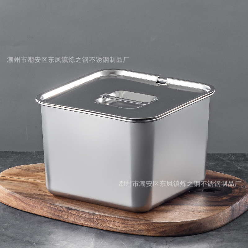 不锈钢方形味盅带盖厨房猪油盆商用佐料收纳调味罐火锅店调料盒详情15