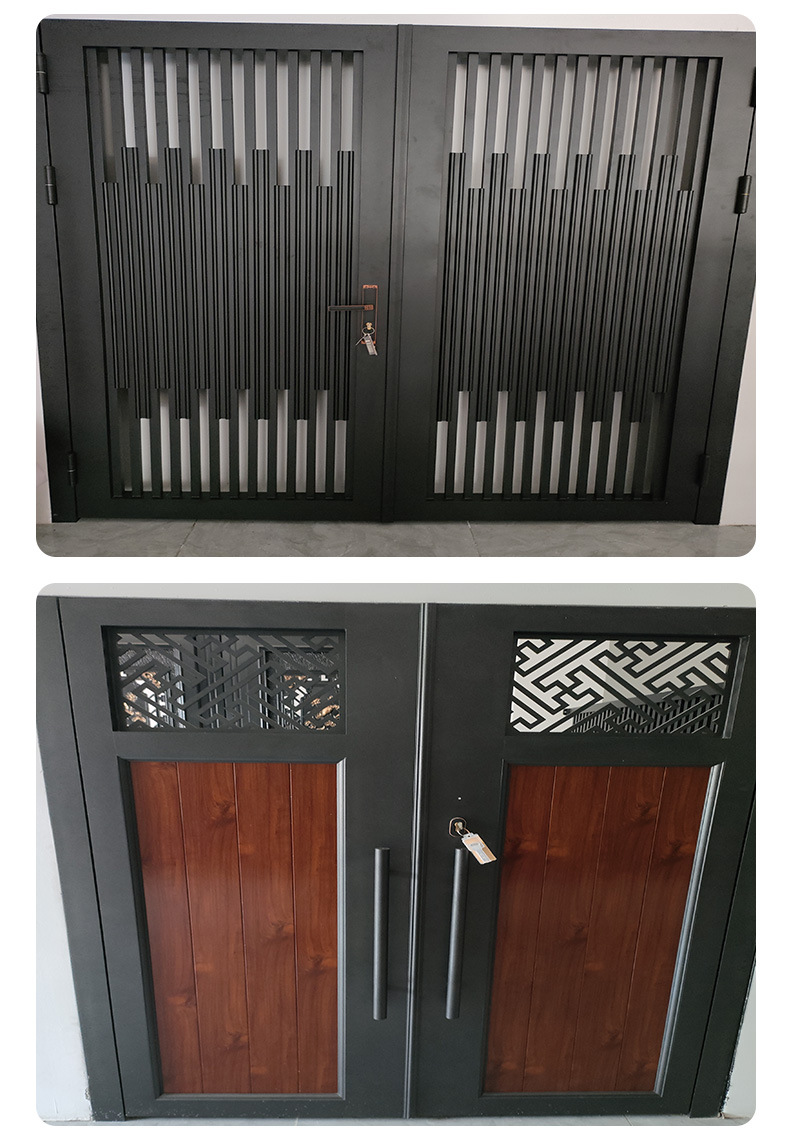 Aluminum alloy courtyard gate, simple and modern villa, rural self-built house courtyard gate, aluminum art double door custom door pic 9
