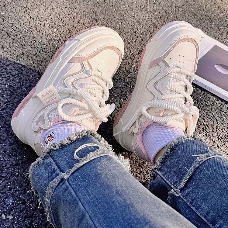 时尚爱心面包2024春秋新款小白鞋学生休闲鞋百搭运动底板鞋超轻详情4