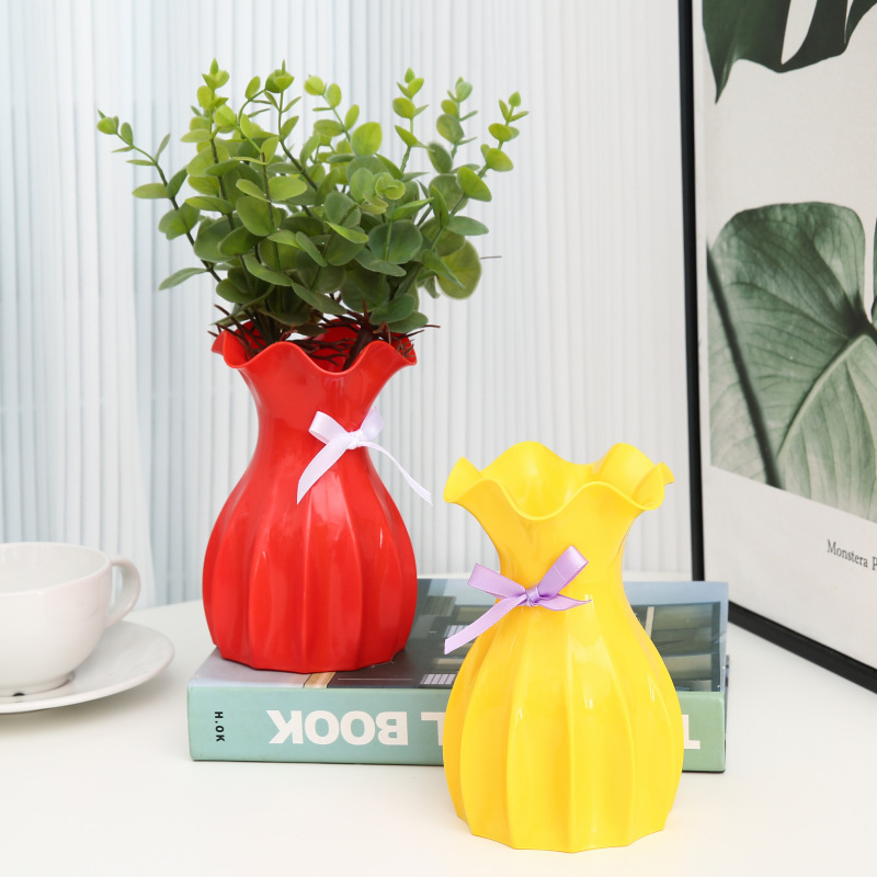 仿真花插花桌面花盆满天星干花瓶客厅插花容器摆件仿陶瓷塑料花瓶详情3