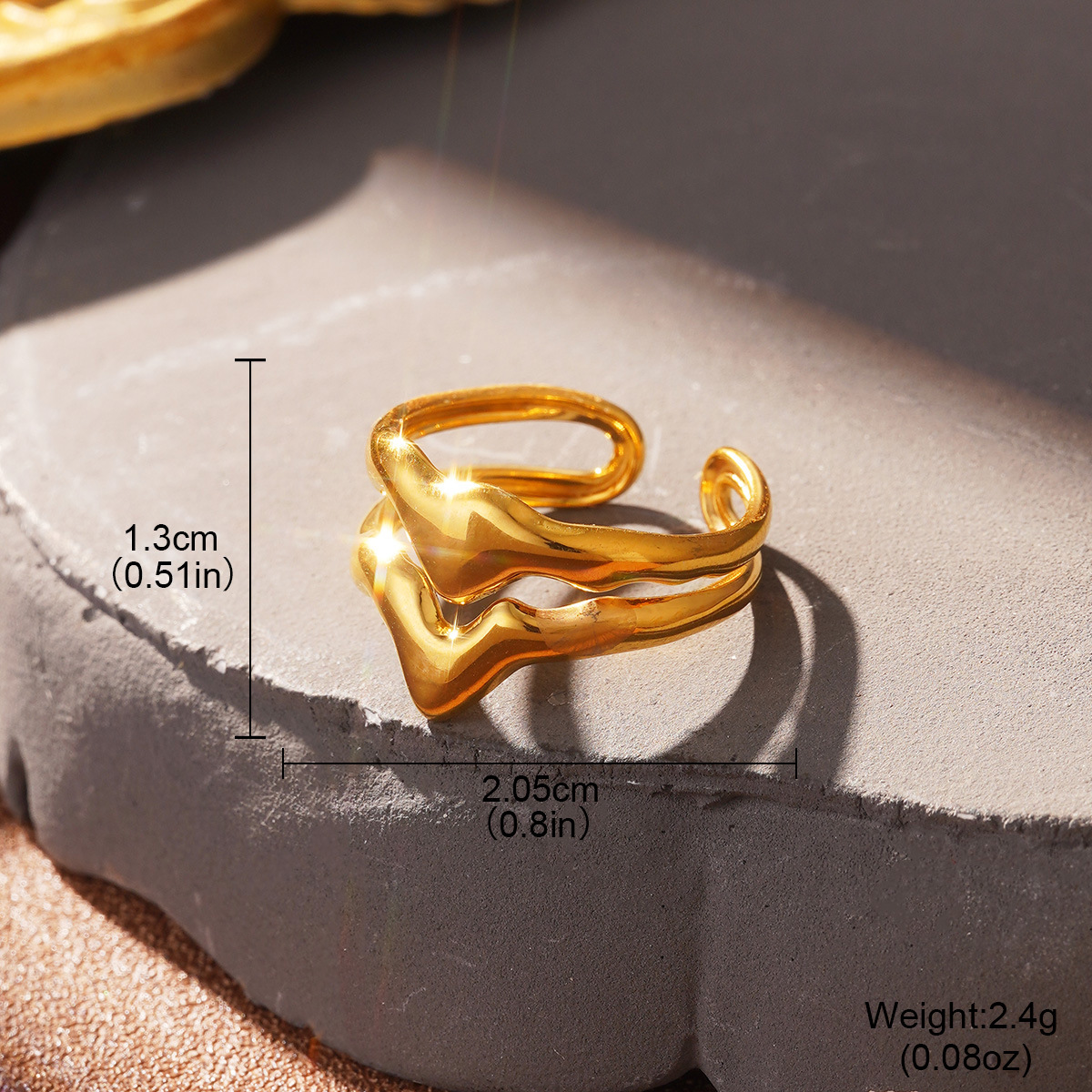 Cold and stylish stainless steel European and American ring, elegant lines, cross-border design, high-end feel, gold jewelry wholesale pic 23