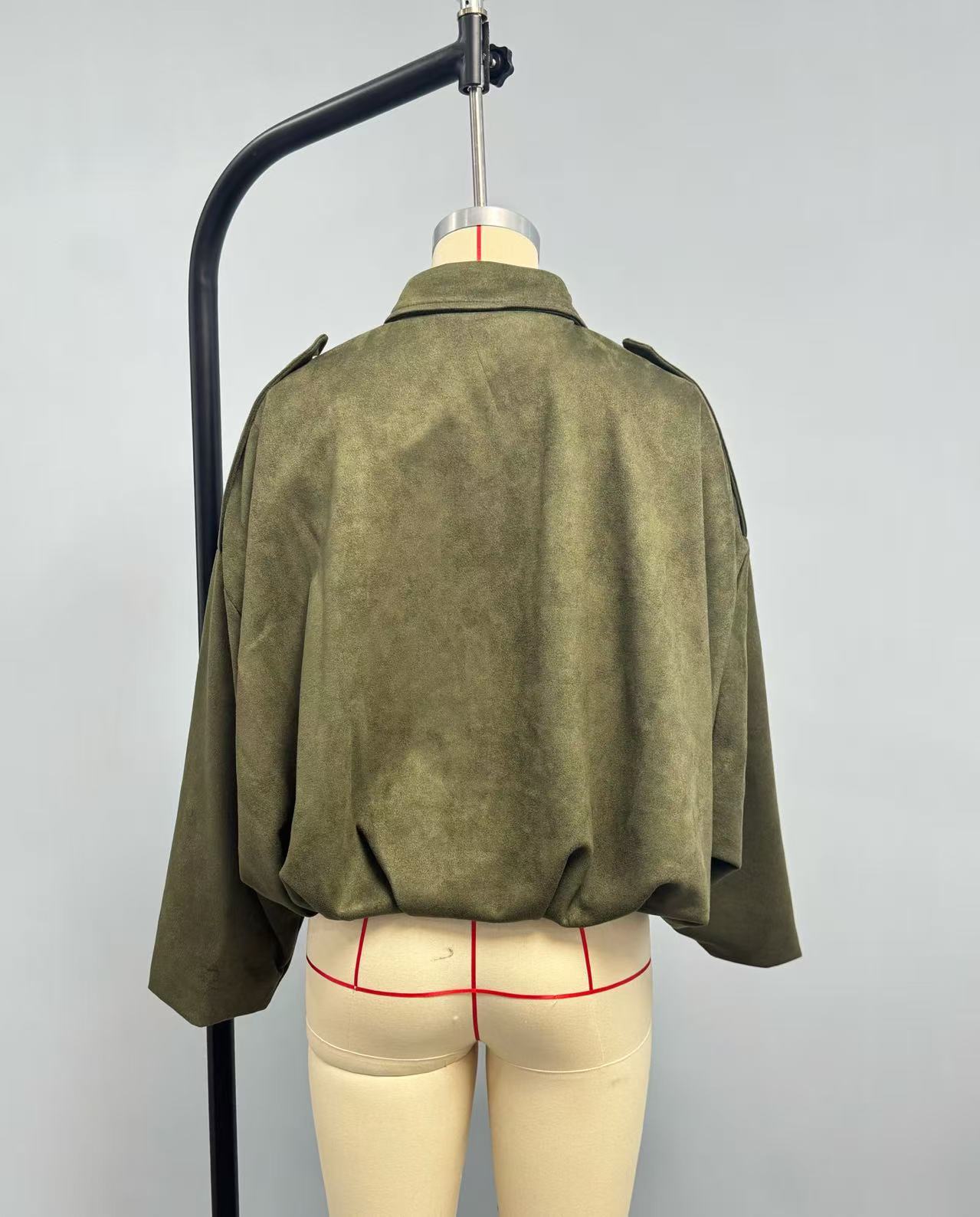 速卖通跨境批发欧美女装2025时尚飞行员夹克蝙蝠袖拉链休闲上衣详情7