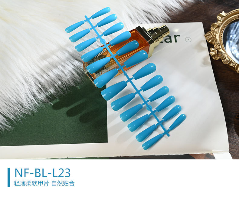 The long ballet nail with solid color and glossy oil from Europe and America, the mid-length trapezoidal nail art piece, and the false nails are exquisite and simple pic 23