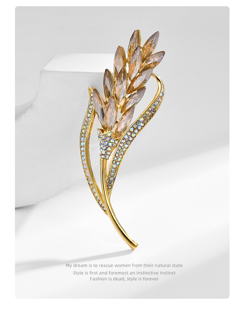 新款欧美法式气质水晶丰收麦穗胸针时尚高级感胸花服装配饰批发详情13