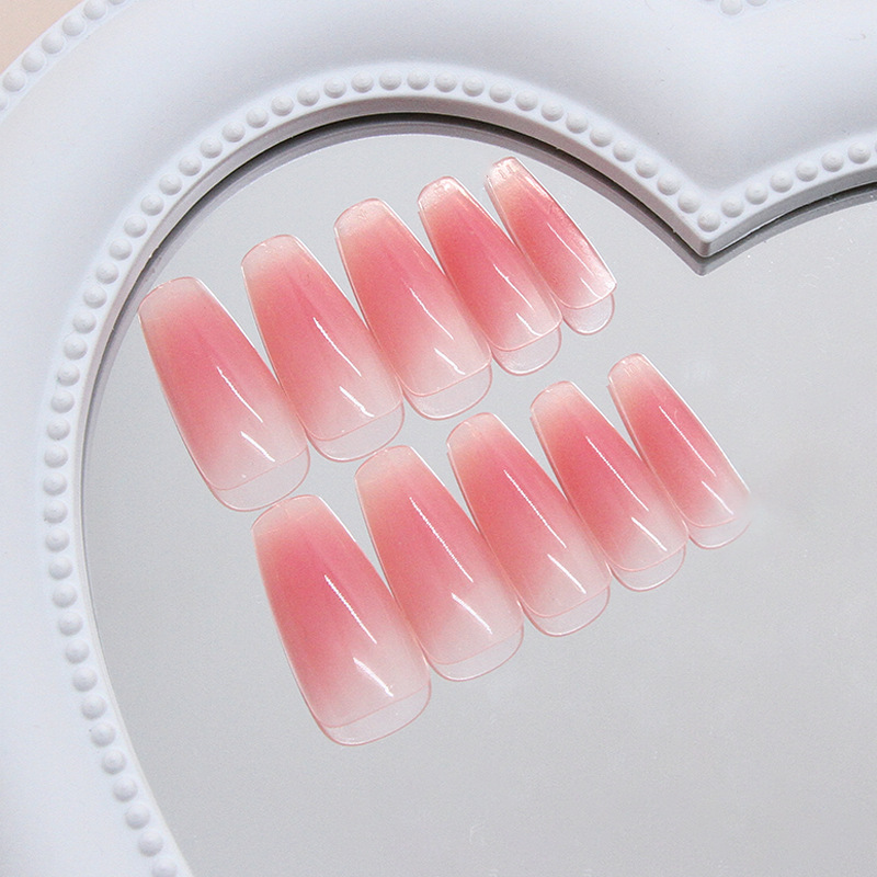 Long nail pieces, soft pink blush, nail art, false nails, detachable nail stickers, finished nail art nail pic 6