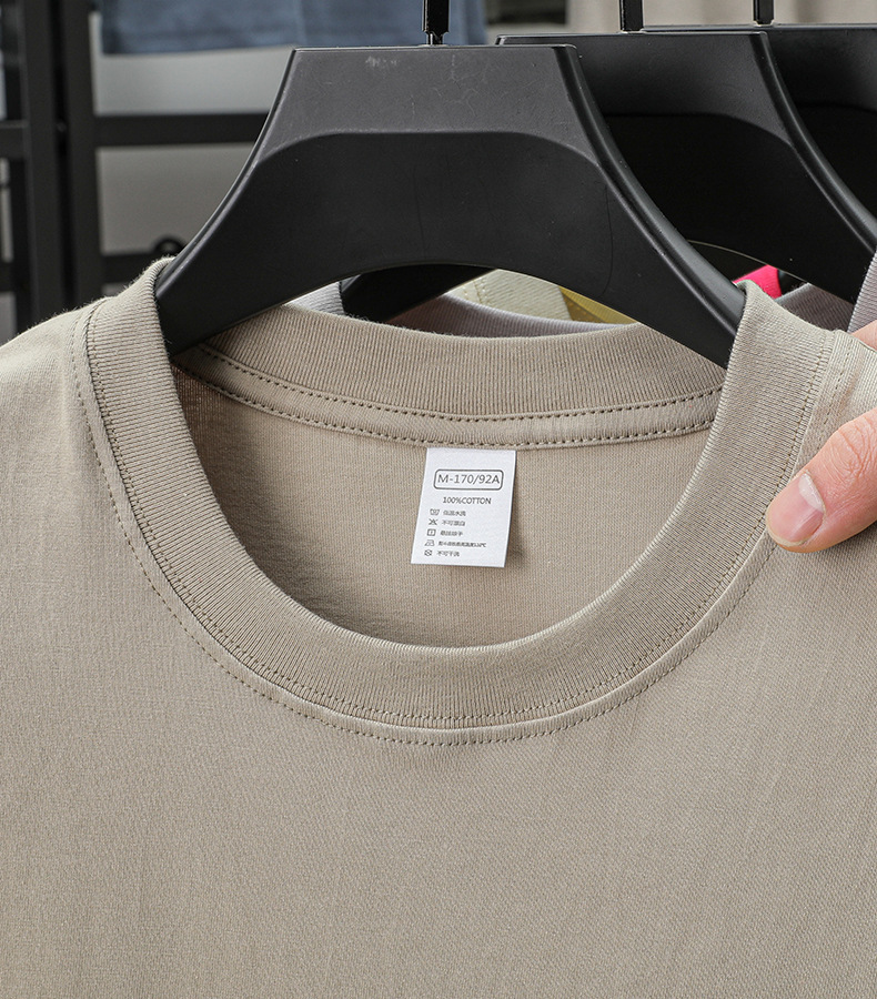 2025夏季新款7A抗菌透气男士短袖t恤14色230克纯棉圆领休闲T恤男详情44