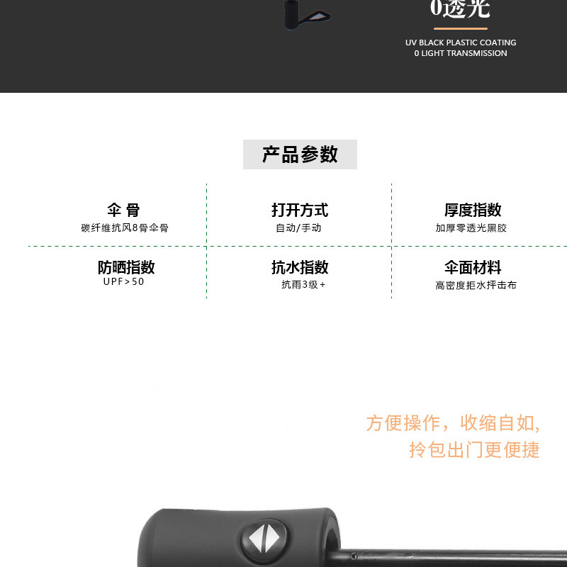 创意新款羽毛伞黑胶烫金羽毛晴雨伞广告礼品伞定防紫外线伞热销详情6