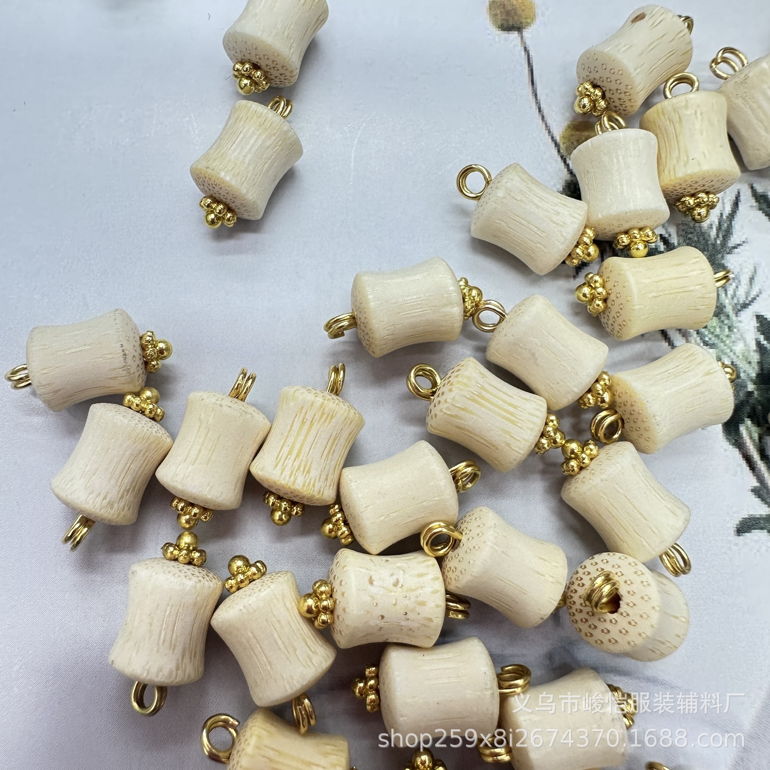 DIY服饰配件 中式环保竹鼓珠花托纽扣 旗袍马甲盘扣 唐装汉服扣子 复古衬衫钮扣 精致细腻手工艺品详情6