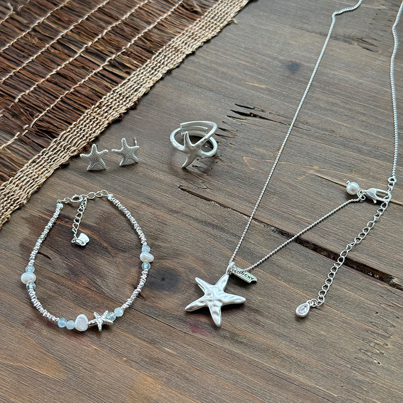 Starfish Series Collection s925 Sterling Silver Bracelet for Women, handcrafted design, versatile broken silver bracelet combination for layering pic 6