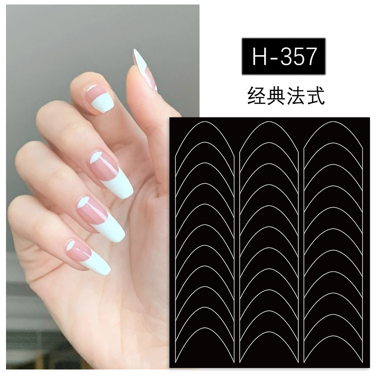 Black French hollowed-out nail art stickers, anti-overflow glue nail stickers, dual-purpose, easy to tear and wear, nail sheet stickers pic 4