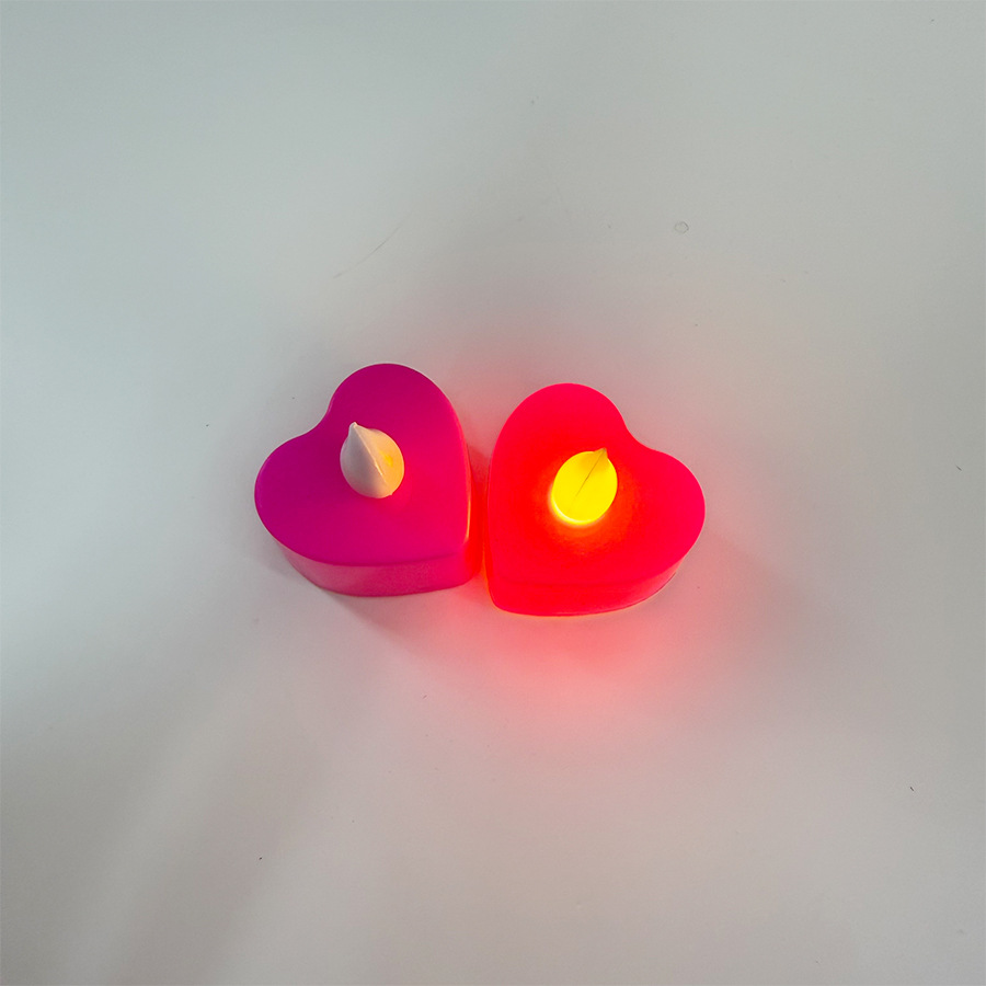 New heart-shaped colored shell tea wax LED electronic candle, confession and proposal prop, party and Christmas supplies pic 4