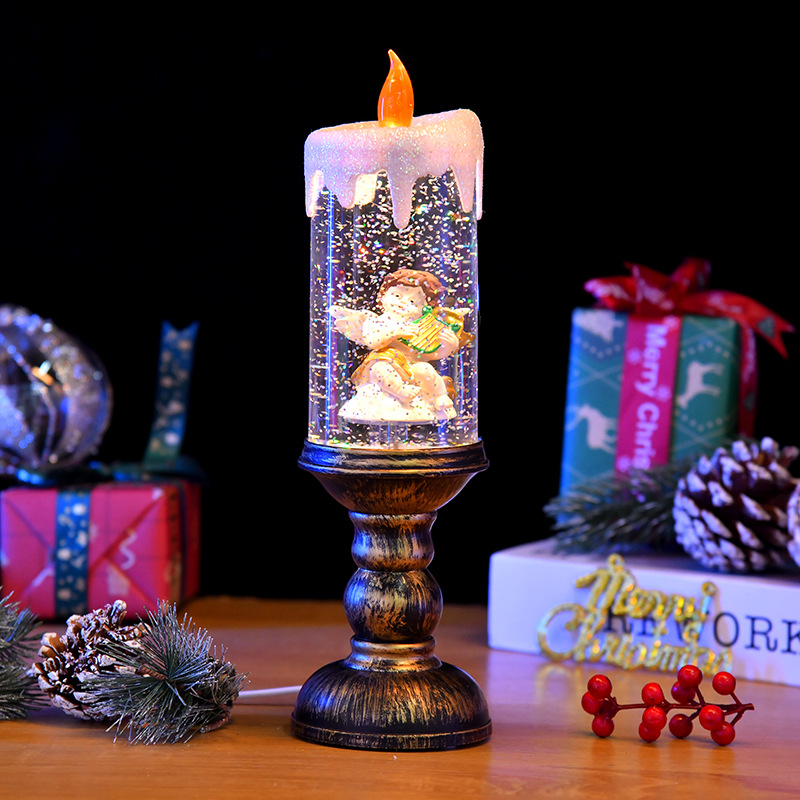 圣诞中号注水蜡烛创意小风灯夜灯摆件圣诞礼物圣诞元素内景带音乐详情7