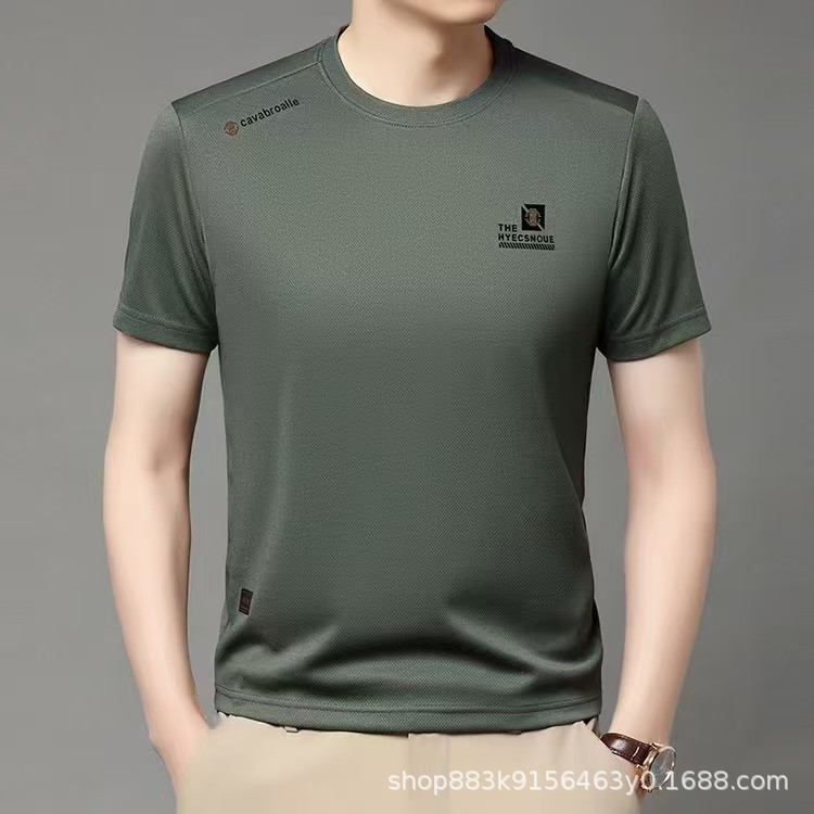 3222男士2025夏季中年男式短袖轻熟休闲时尚印花薄款圆领t恤男装详情1