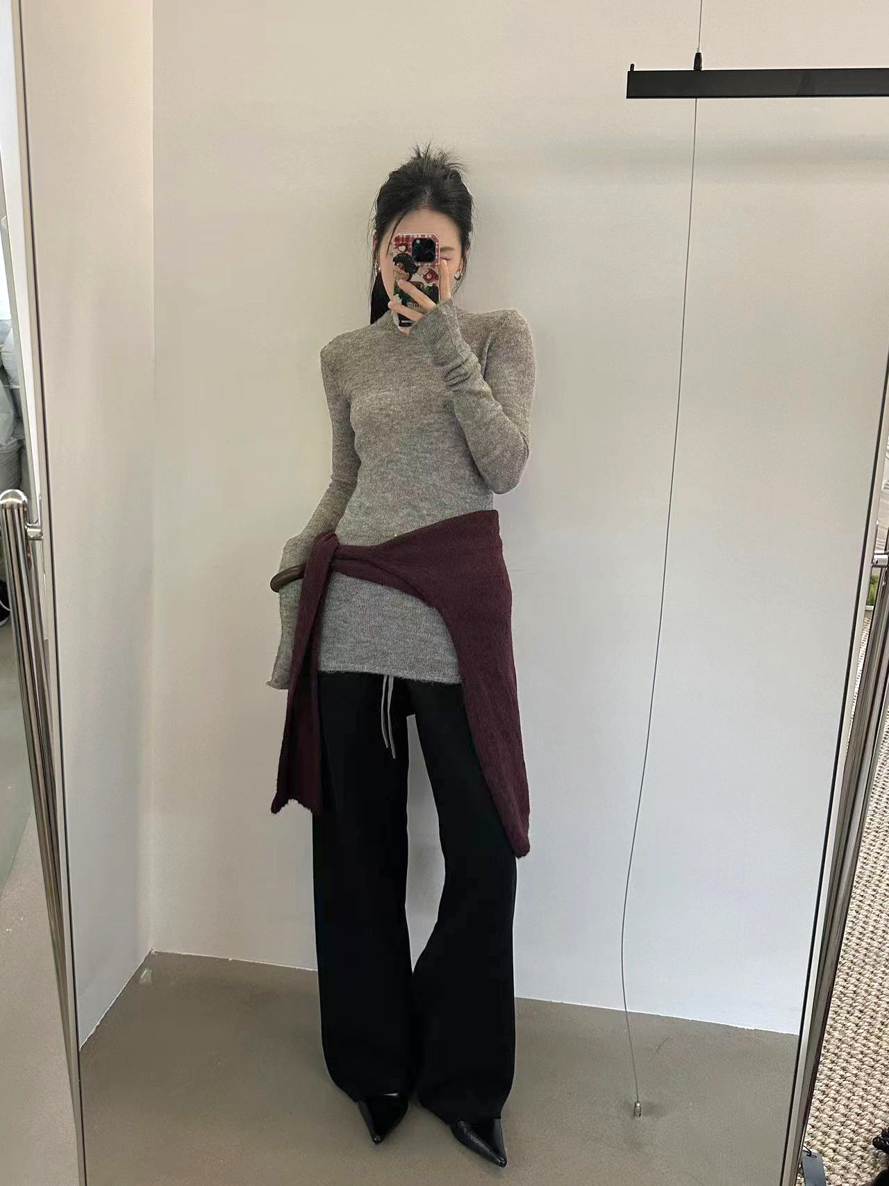 超薄羊毛修身打底衫~2024新款安静灰秋冬百搭混纺显瘦毛衣女5S20详情28