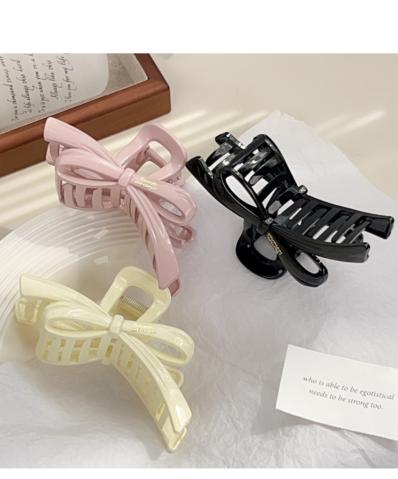 New shiny bow large-sized scratch-clip for girls with a lot of hair and a shark clip for a simple and elegant look with a high-end touch pic 6