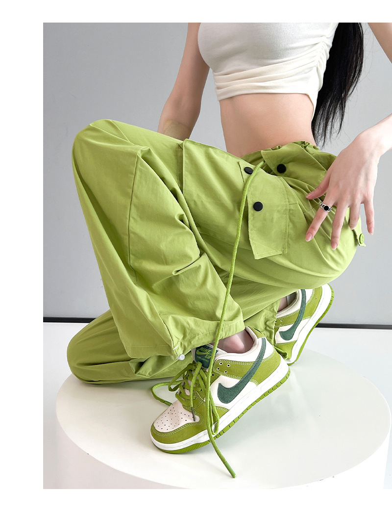 美式复古粉色高腰直筒工装裤女2023夏季辣妹新款休闲高街薄款裤子详情18