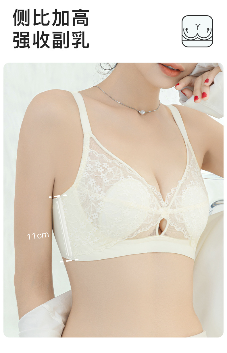 Petal lace lingerie for women in summer, ultra-thin rabbit-ear cup, large chest, slimming, lactation, gathering and anti-sagging bra cover pic 8