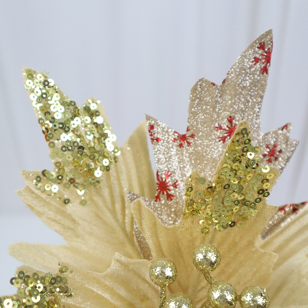 圣诞节装饰26cm圣诞花圣诞树装饰配件派对场景氛围布置假花仿真花详情11