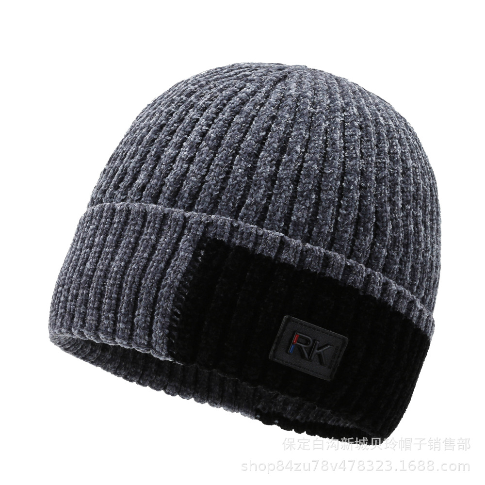 Winter fleece Chenille woolen cap for both men and women, outdoor cycling thickened windproof and warm pullover cap, simple style pic 10