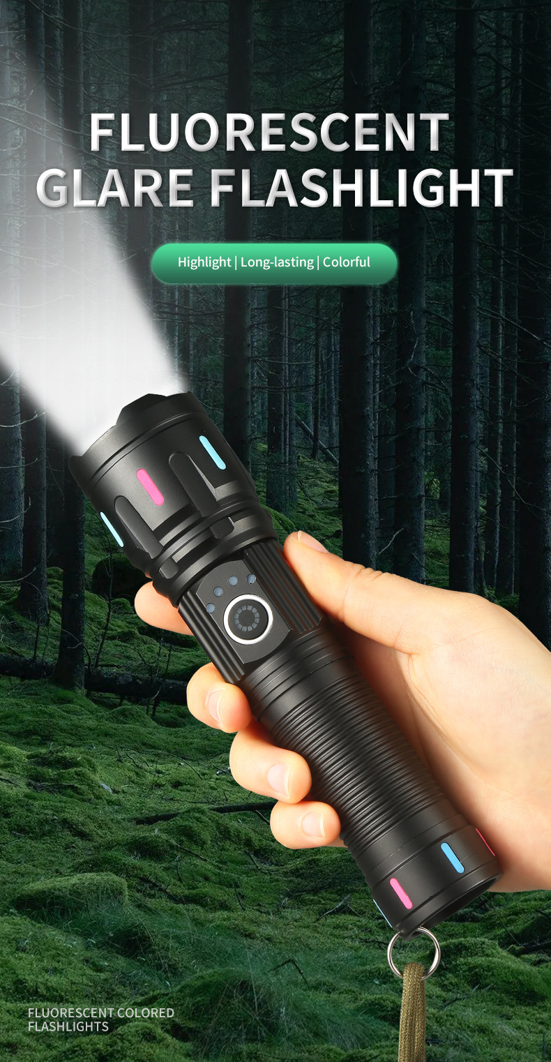 跨境热卖批发变焦强光手电快充铝合金远射充电宝高亮白激光手电筒详情4