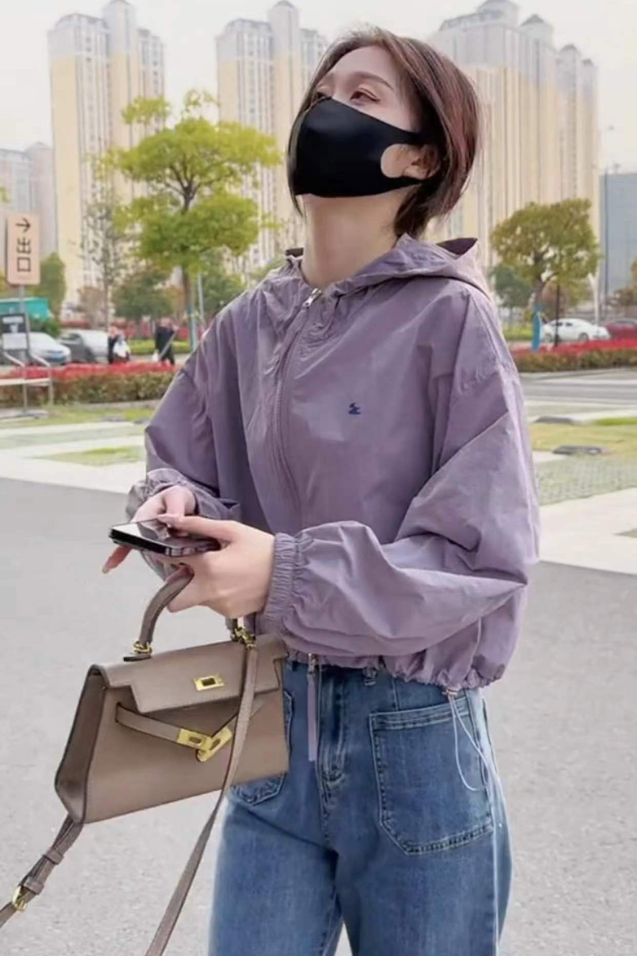 防晒衣女夏季薄款外套2024年新款短款小个子宽松百搭连帽防晒上衣详情2
