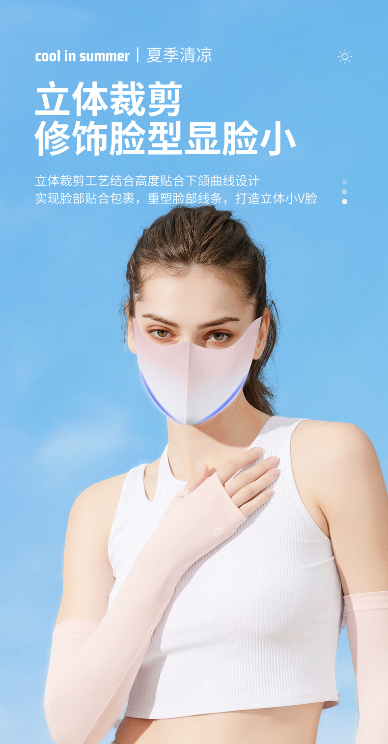 夏季冰皮防晒口罩女夏防紫外线冰丝遮阳面罩高颜值透气脸基尼脸罩详情9