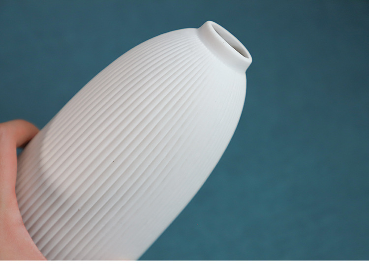 2026 Modern and simple ceramic vase, creative home decoration, unfired white flower arrangement, striped flower vases, desktop business gifts pic 8
