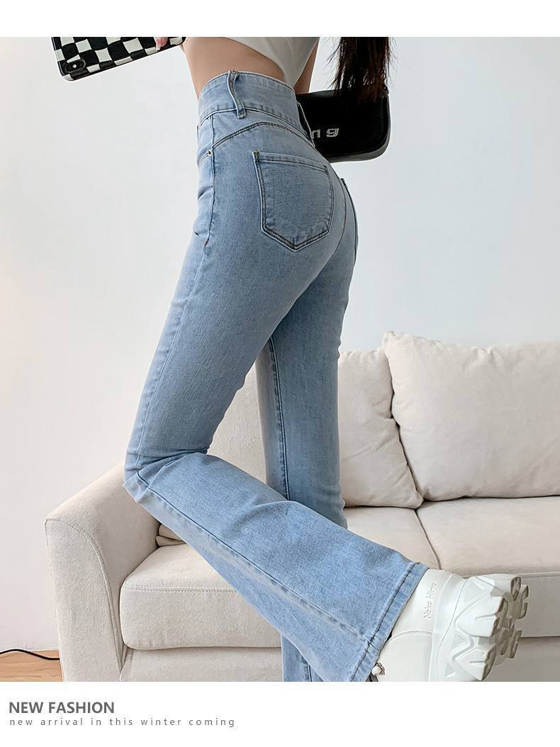微喇叭牛仔裤女秋韩版设计感小众高腰显瘦马蹄裤小个子高街ins潮详情10