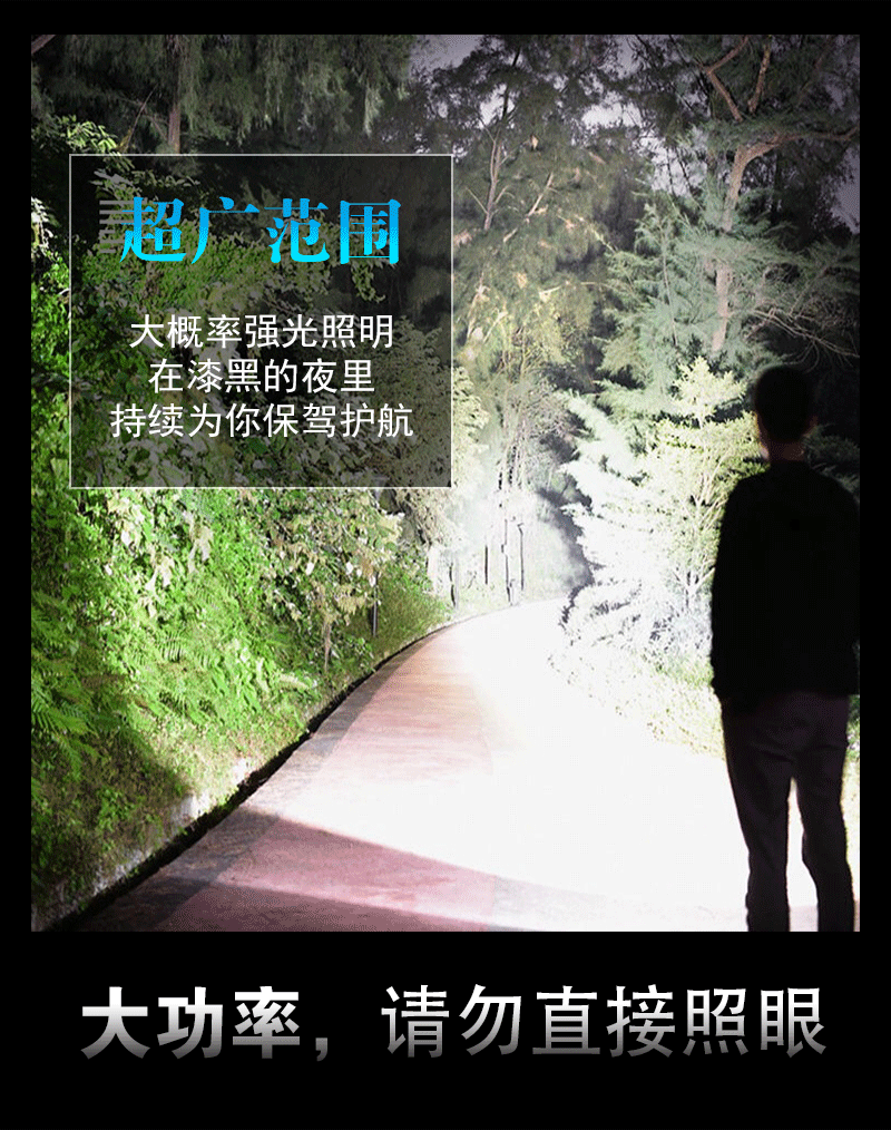 新款跨境伸缩手电筒XHP50户外强光手电筒铝合金电量显示USB充电详情5