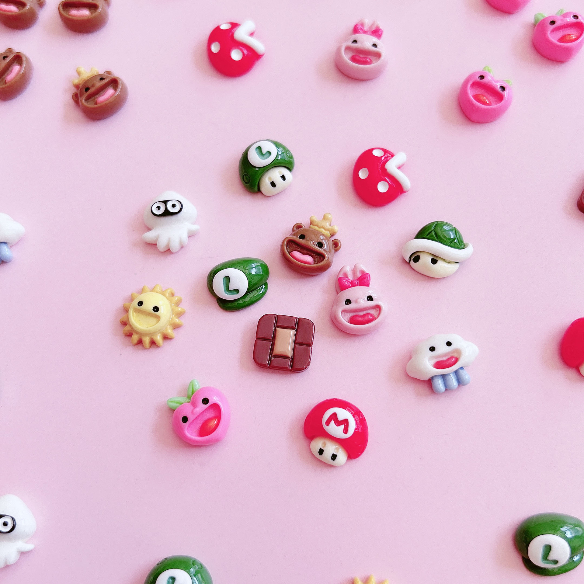 Boutique mini juegos dibujos animados bonecos resina accesorios accesorios diy mano horquillas materiales parches accesorios pic 27