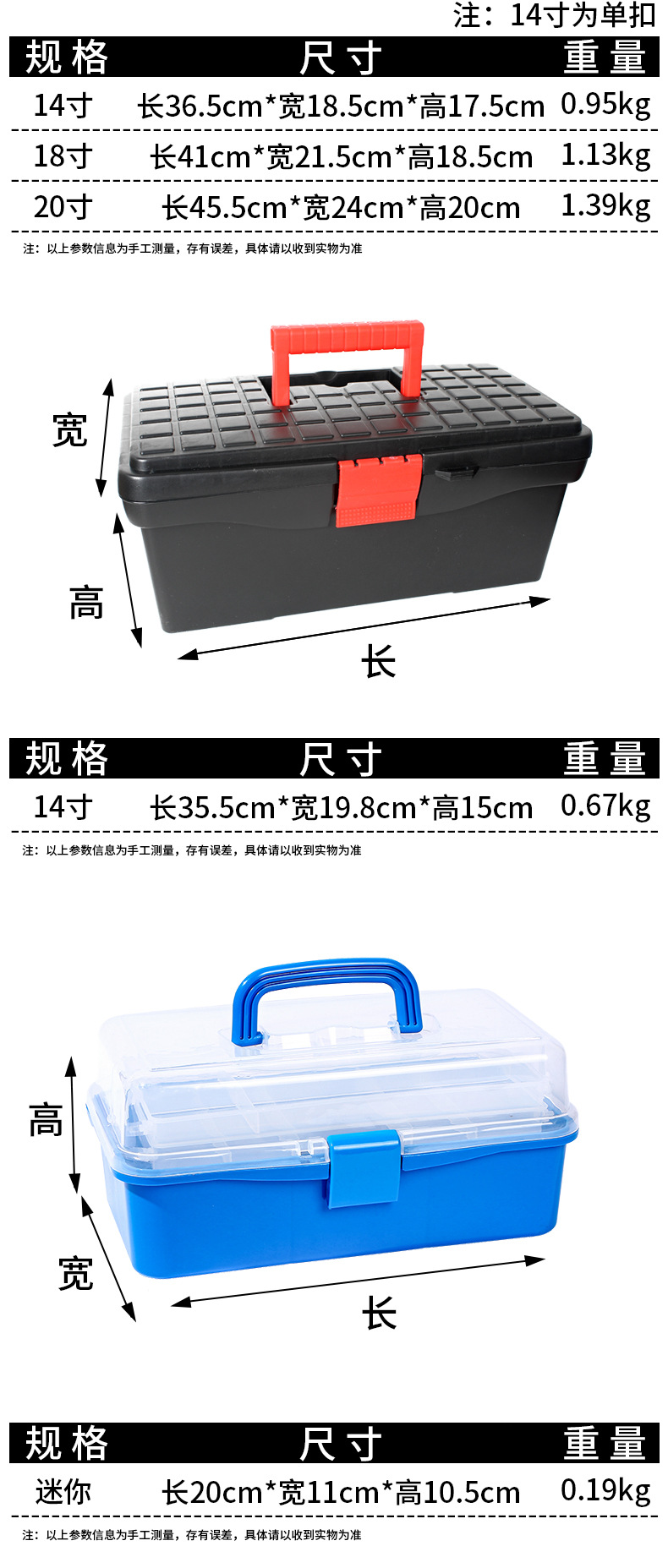 工具箱手提收纳盒家用工具盒套装电工五金工具车载大号塑料收纳箱详情6