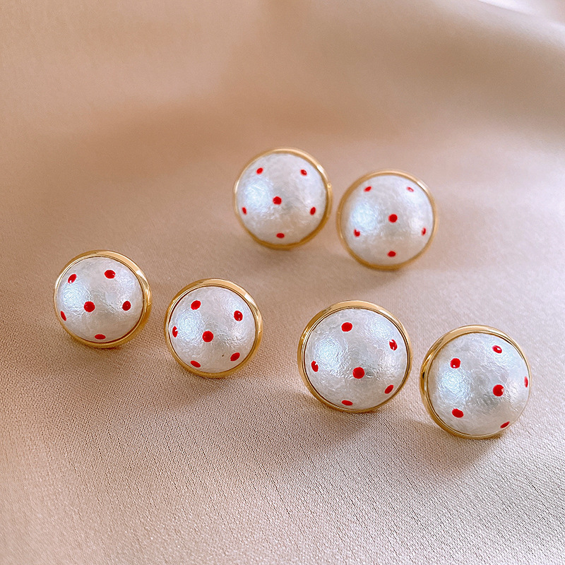 银针法式复古波点棉花珍珠耳钉时尚潮流百搭耳环简约高级感耳饰女详情14