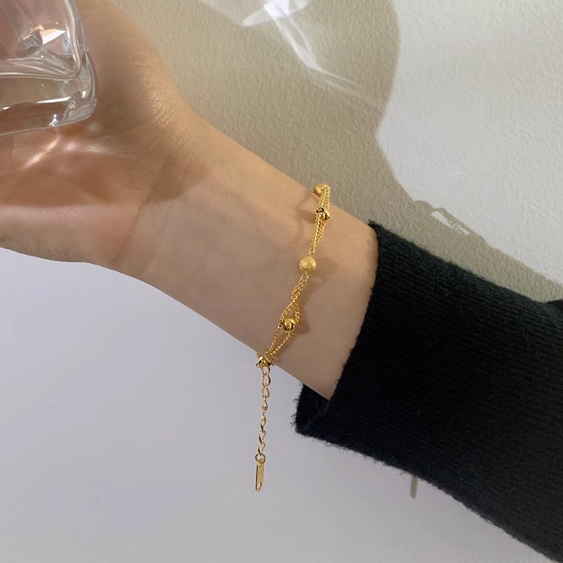 时尚钛钢钢珠子手链女气质百搭双层满天星手链小众百搭设计感手饰详情1