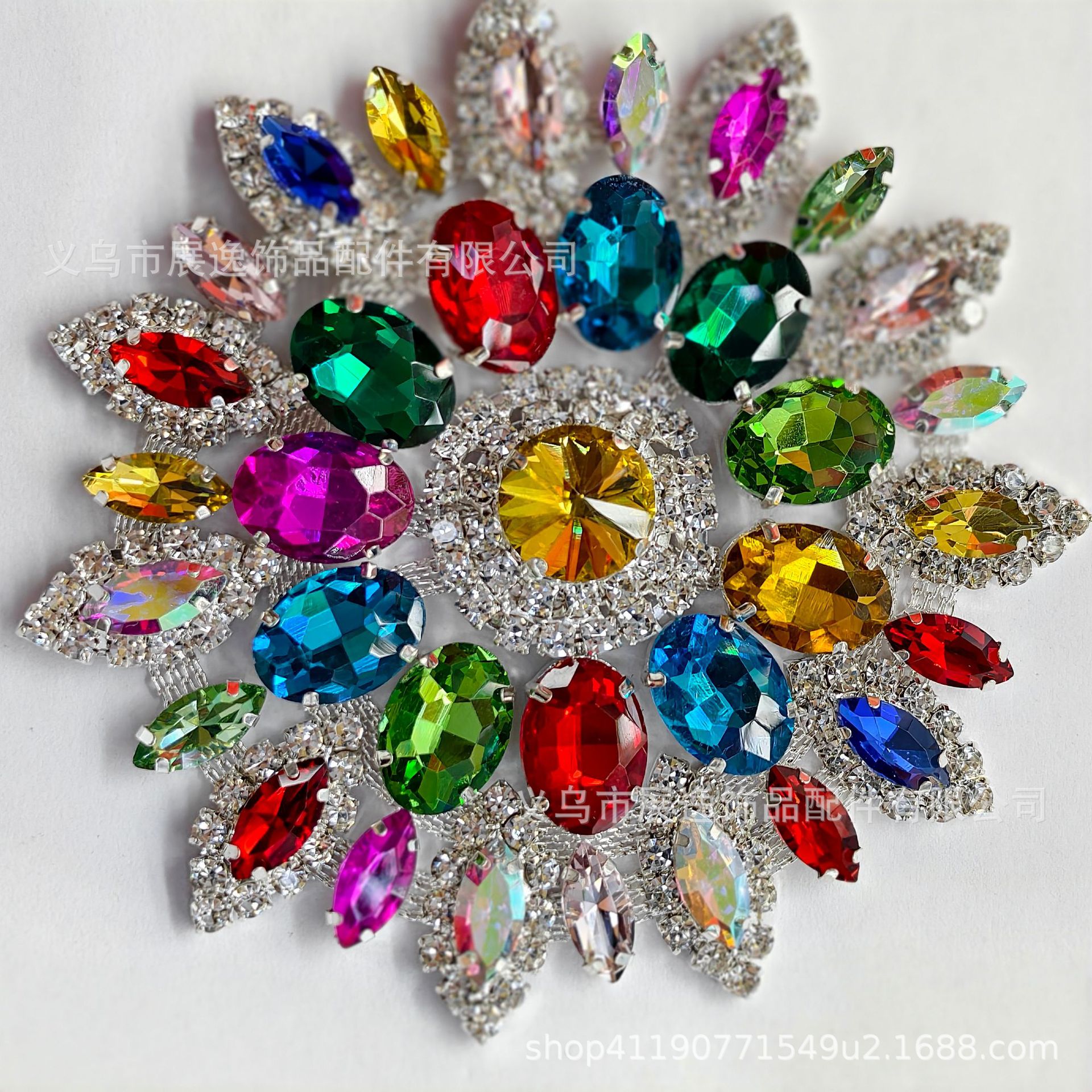 Wholesale of colorful gold and silver background crystal round large diamond flower diamond jewelry DIY luggage, glass water diamond jewelry accessories pic 7