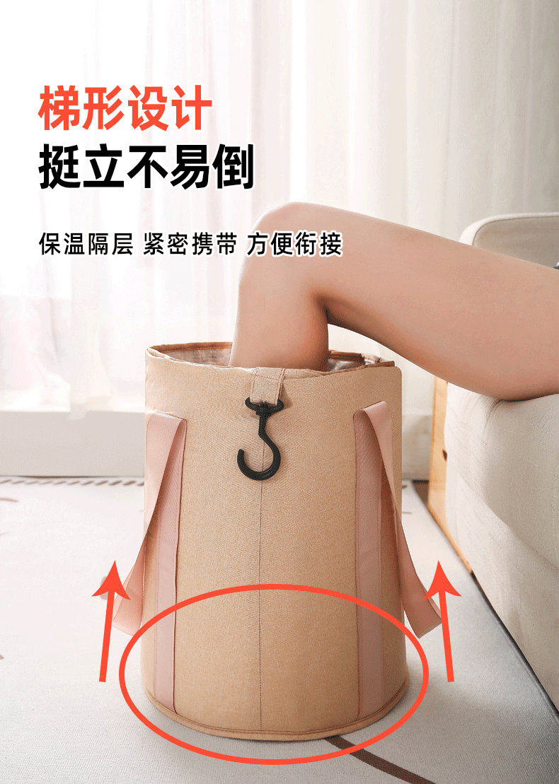 智能数控款足浴袋折叠洗漱包干湿分离收纳包透明挂袋详情14